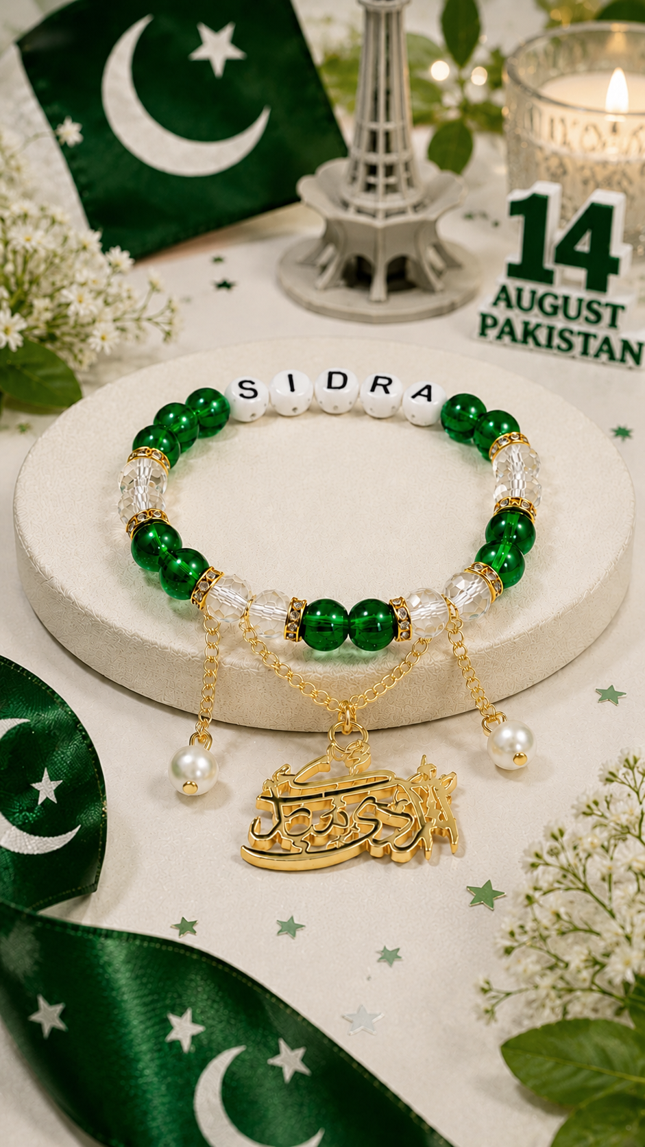 14th August Custom Name Bracelet | Buy 1 Get 1 Free | Free Delivery & Free Premium Packing