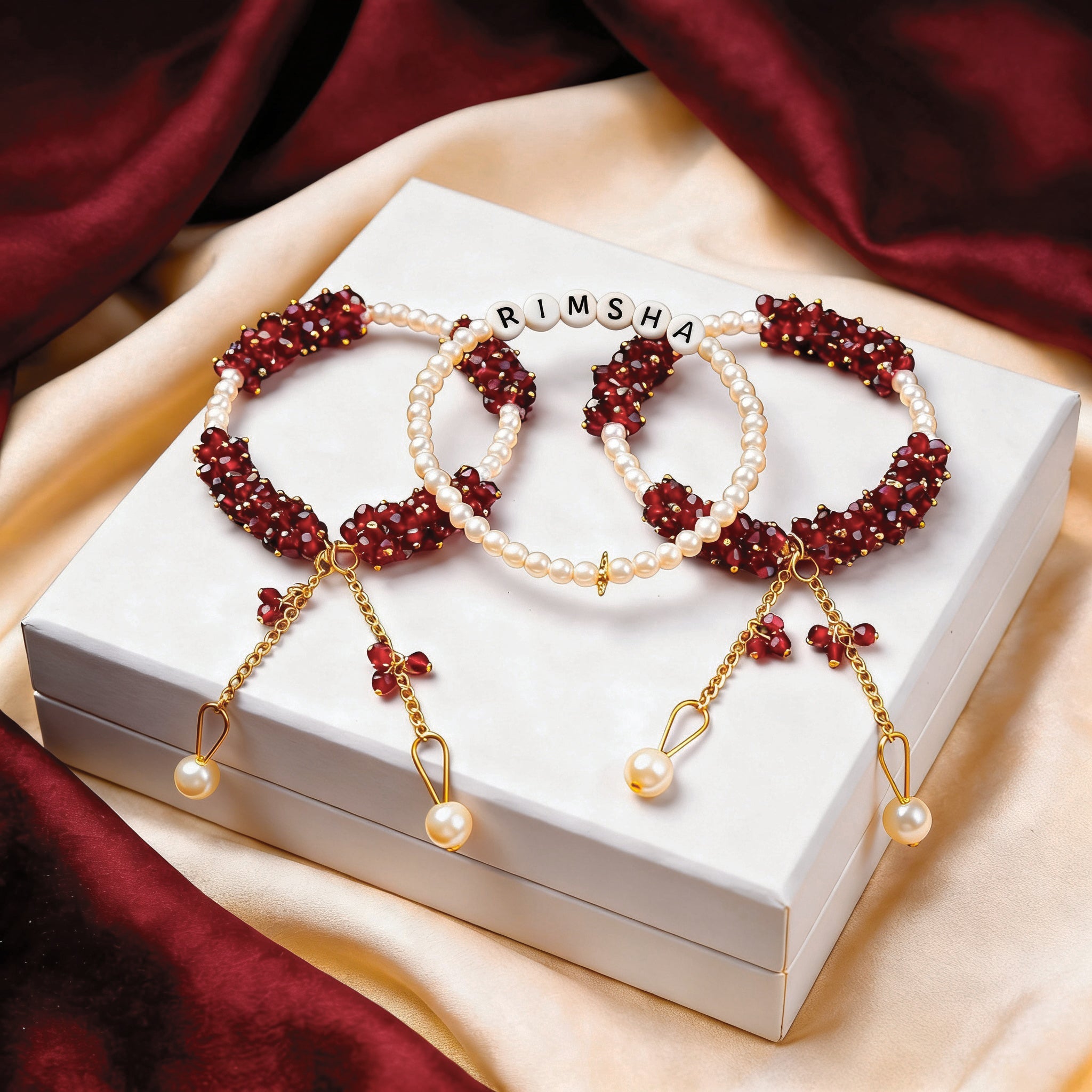 Custom Name Gajra Bracelet | 2 Churi Free | Free Delivery Free Gift Packing