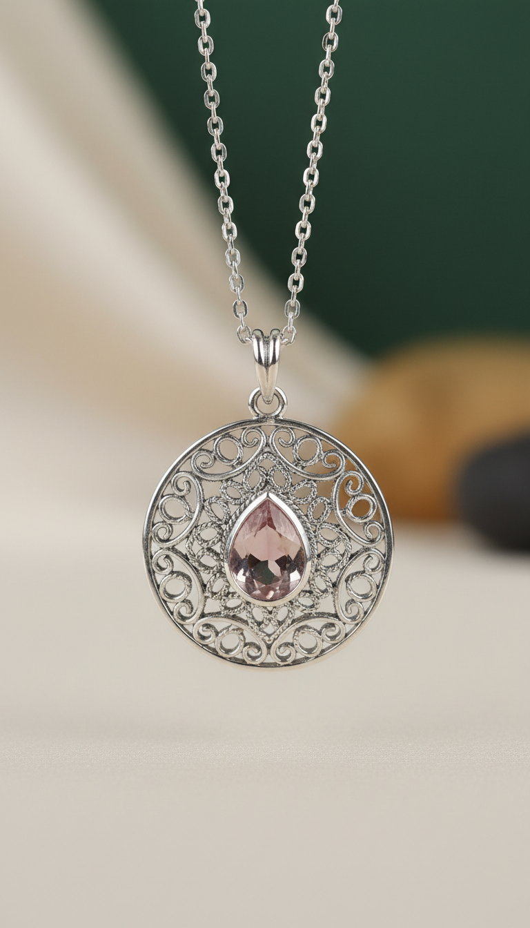 Silver Filigree Pendant Necklace